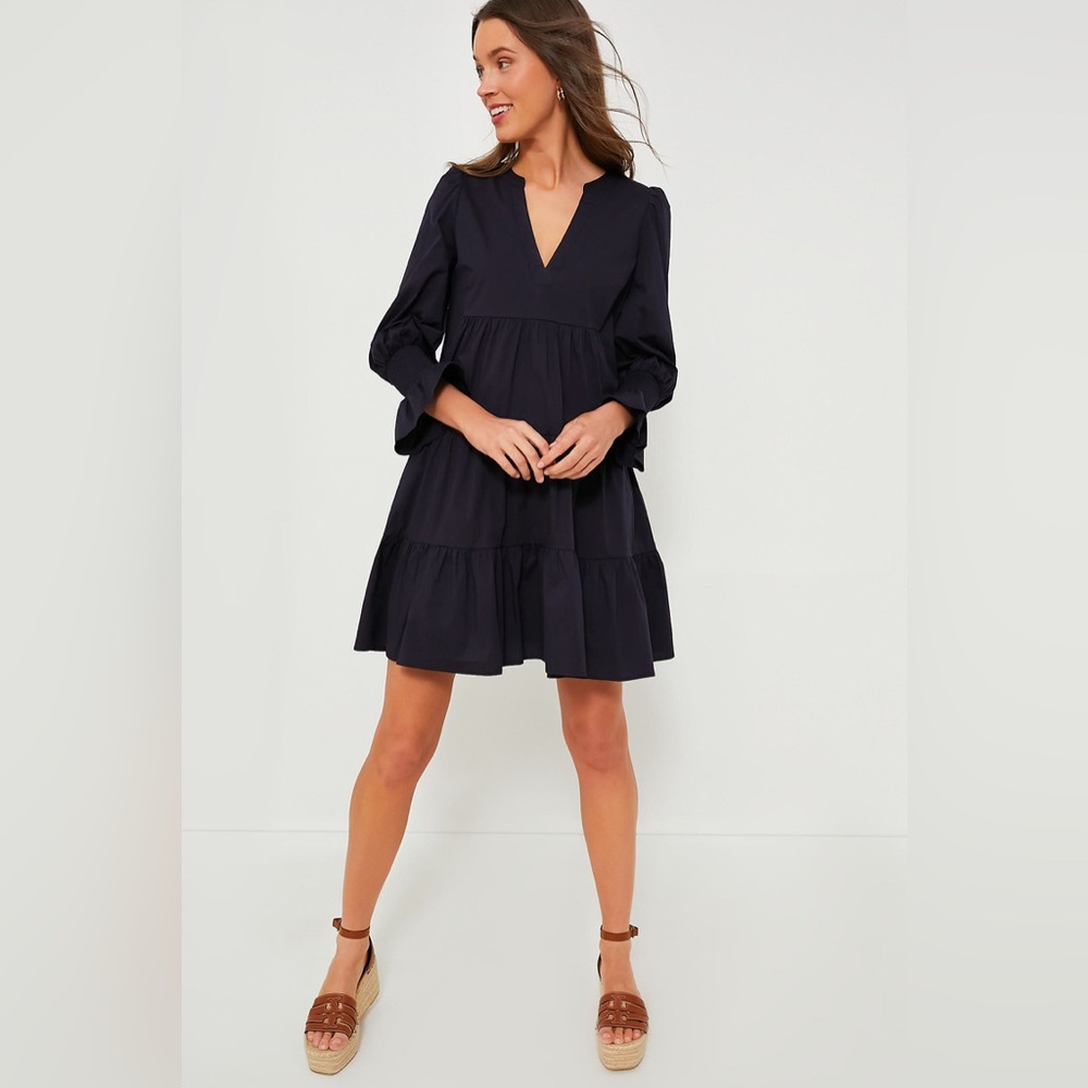 Tuckernuck Pomander Place Navy Cotton Poplin Kenzo Dress in Medium